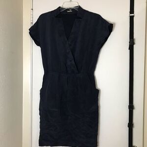 Rebecca Minkoff Cap Sleeve Navy Silk Mini Dress